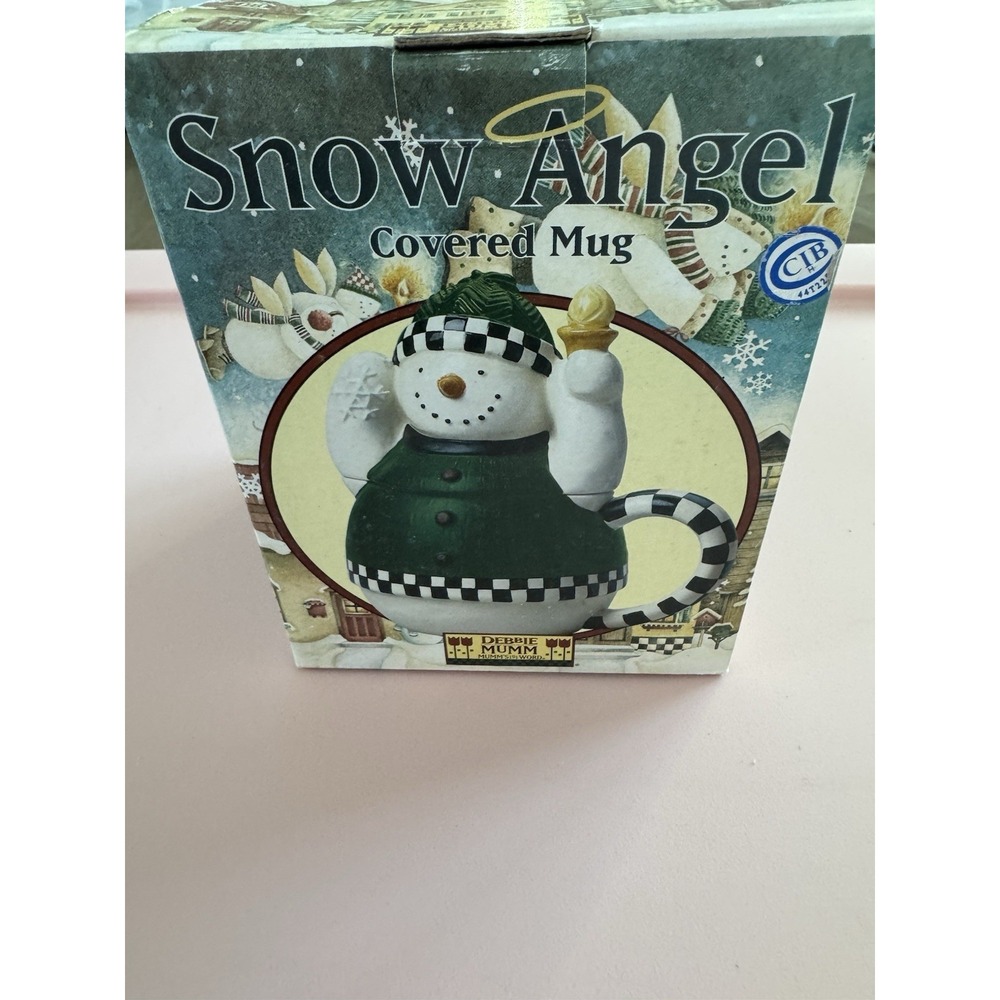 Debbie Mumm 2000 Snow Angel Covered Mug Christmas Holiday Mumm's The Word NIB
